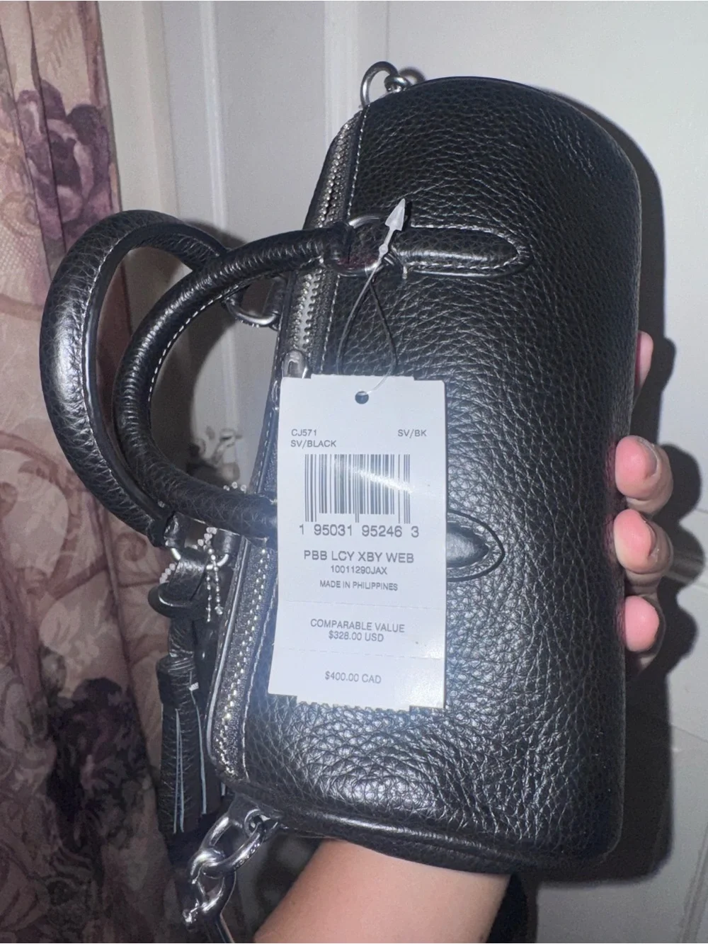 Coach Black Pebbled Leather Barrel Mini Satchel